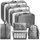 Packing Cubes Set 8-Delig - Organizer Voor Koffer En Backpack - Grijs
