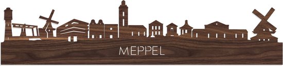 Skyline Meppel Notenhout - 100 cm - Woondecoratie - Wanddecoratie - Meer steden beschikbaar - Woonkamer idee - City Art - Steden kunst - Cadeau voor hem - Cadeau voor haar - Jubileum - Trouwerij - WoodWideCities