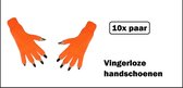 10x Paar handschoenen vingerloos oranje - Bright - Carnaval thema feest optocht festival party