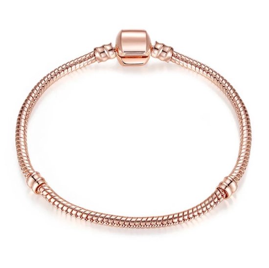 Verzilverde Bedelarmband | 20 cm | Rose | Armband zonder Bedel | Moederdag Cadeau | Gemaakt voor de 3 MM Bedels van alle bekende merken | EmmyRovi