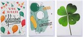3 Wenskaarten – Lentefeest + Gefeliciteerd + Klavertje 4 – 12 x 17 cm – LEN-301