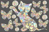 Raamsticker - Kat met vlinders - Suncatcher - Rainbow - Raamdecoratie - Raamfolie - Statisch - Zelfklevend - Sticker