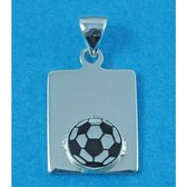 Hetty'S- Zilveren hanger van een voetbal op een plaatje - Met de mogelijkheid om een naam op te zetten