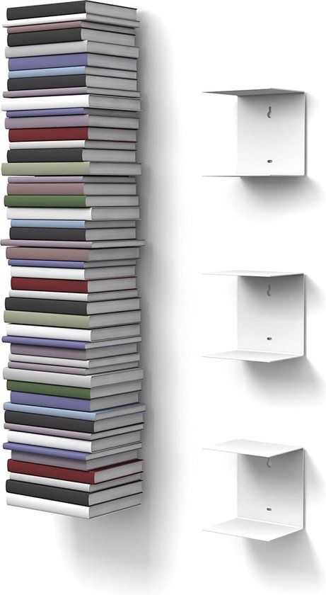 ComfortCove Boom Boekenplank, Boom Desktop Boekenplank, Bureau Boekenkast, Vloerstaande Boekenplank, Opbergrek voor Woonkamer, Thuiskantoor, Slaapkamer of Keuken, 5 Planken, Wit