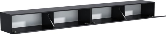 Pro-meubels - Hangend Tv meubel - Tv kast - Tunis - Mat zwart - 300cm 2x150cm - Pro-meubels
