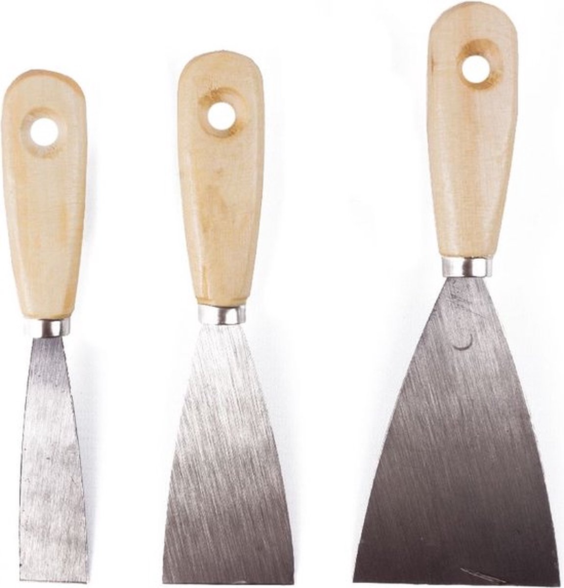 Plamuurmessen set | Set schilderen | Hobby | Smeren | Dicht maken | Set van 3 | Houten handgreep | Makkelijk in gebruik | Klussen | Huishoudelijk | Huishouden