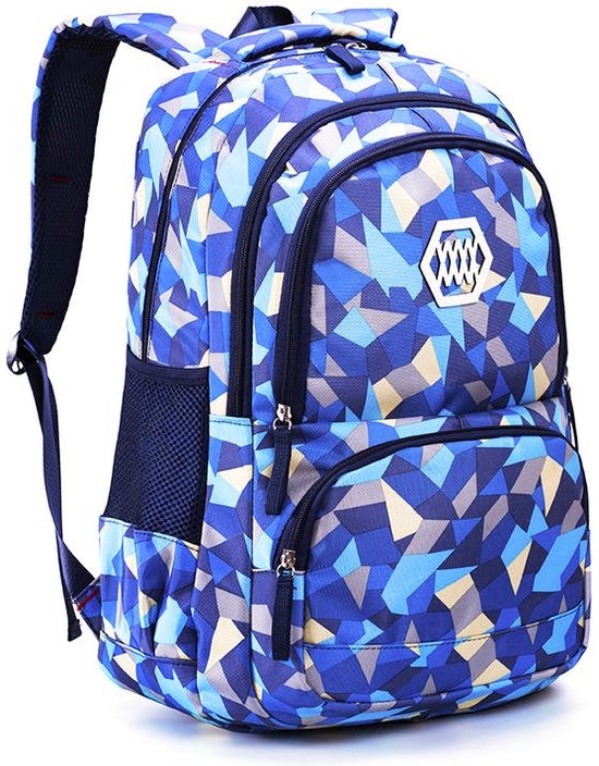 RAMBUX® - Rugzak - Blauw - Abstract - Schooltas - Rugzak School - Rugtas - Boekentas - 35 Liter