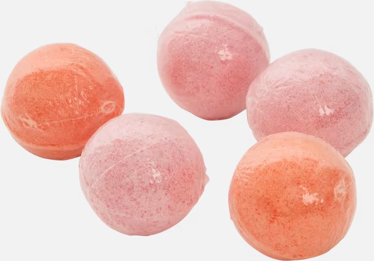5 x 20 gram roze en oranje bruisballen Secret Promise - Badbruisballen - Bath Bombs 5-pack - Spa Exclusives - Limited Edition - Vegan