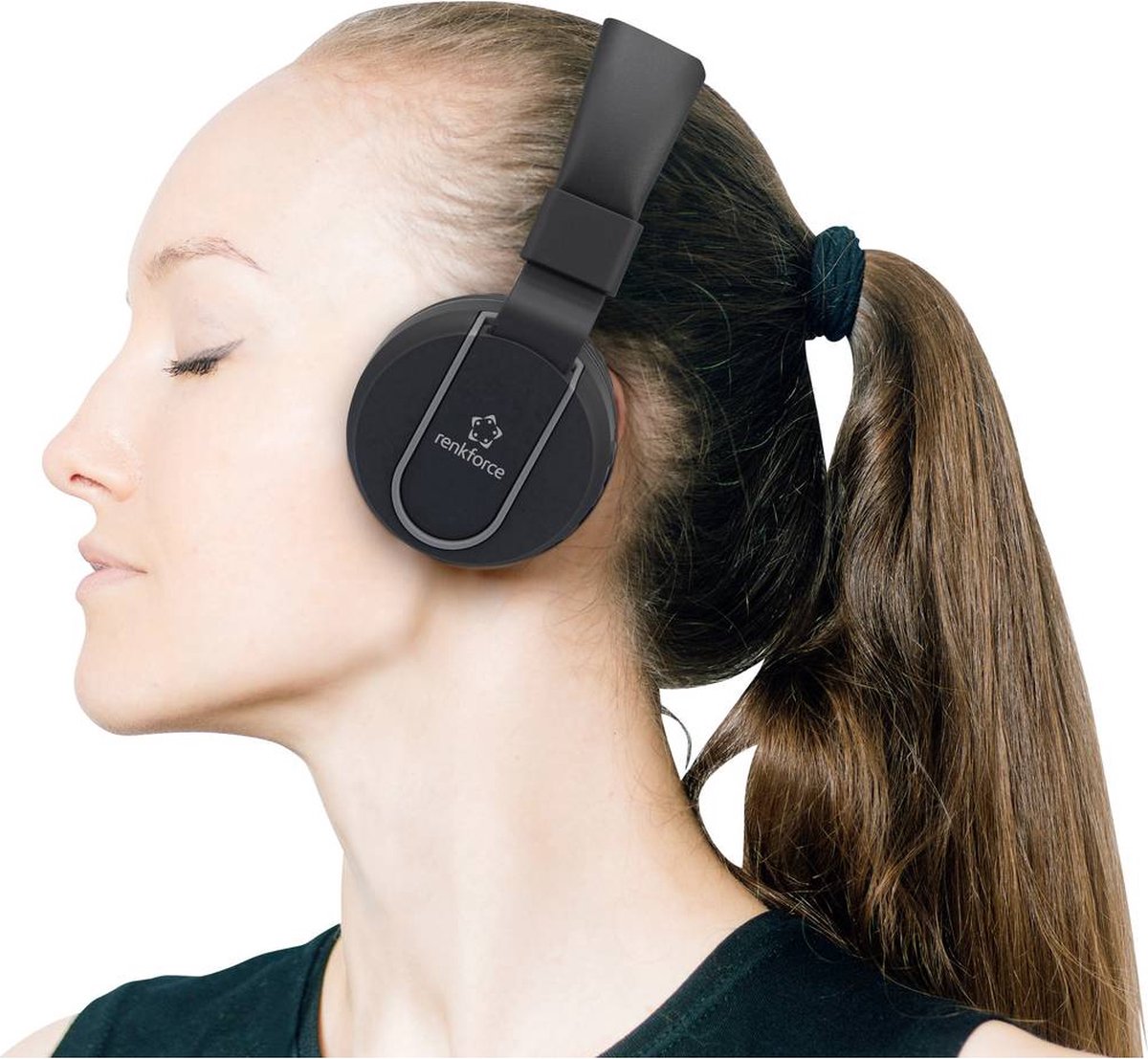 Renkforce RF-BTK-100 On Ear headset Bluetooth, Kabel Zwart, Grijs Headset, Vouwbaar