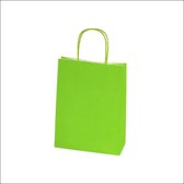 Luxe Set van 50 Papieren Draagtassen - Lime groen - Lime - 18x8x24cm - Hoogwaardige Kraft Papieren Tassen - Met Gedraaide Handvatten - Ideaal voor Winkelen en Verpakken