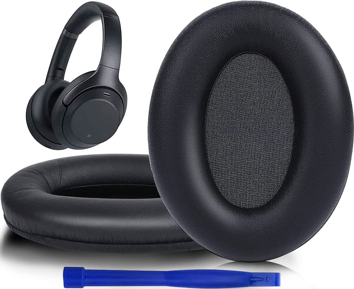 Oorkussens voor Sony WH-1000XM3, een paar vervangende oorkussens met eiwitleer en traagschuim voor Sony WH 1000XM3 ruisonderdrukkende stereo headset, zwart