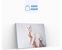 SEOS Shop ® Diamond Painting Volwassenen - Diamond Painting Kinderen - Diamond Painting Pakket Volledig - Witte kat - 45x30cm