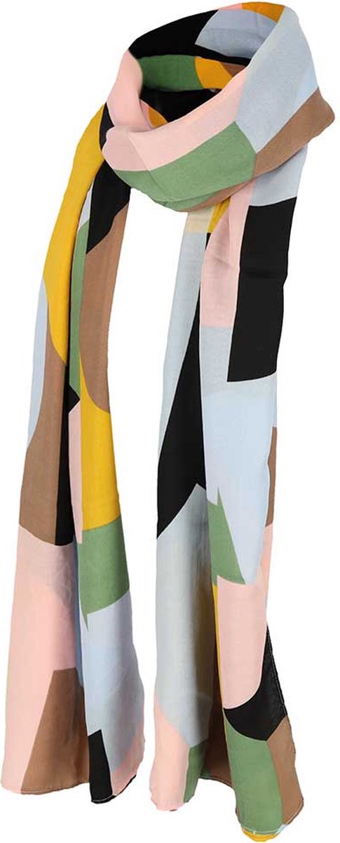 Sarlini Langwerpige Sjaal Multi Print Oker
