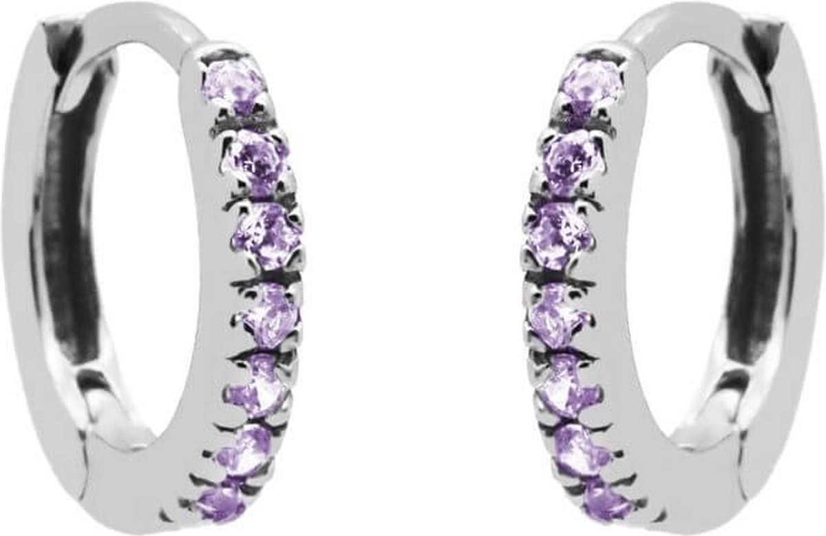 Karma Oorringen Plain Hoops Round Lavender 13 mm Zilver