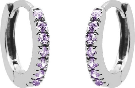 Karma Oorringen Plain Hoops Round Lavender 13 mm Zilver