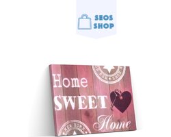 SEOS Shop ® Diamond Painting Volwassenen - Diamond Painting Kinderen - Diamond Painting Pakket Volledig - Home Sweet Home Roze - 30x25 cm