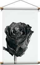 Textielposter - Druppels op Roos (Zwart-wit) - 40x60 cm Foto op Textiel