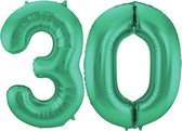 Folat Folie ballonnen - 30 jaar cijfer - glimmend groen - 86 cm - leeftijd feestartikelen