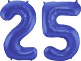 Folat Folie ballonnen - 25 jaar cijfer - blauw - 86 cm - leeftijd feestartikelen