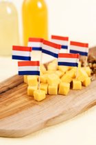 100 x Cocktail prikkers Nederland vlag 7 cm vlaggetjes decoratie - Wegwerp prikkertjes, Rood-Wit-Blauw