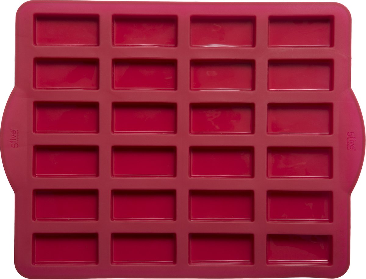 Rechthoekige siliconen bakvorm cake 31,2 x 23,5cm voor 24 mini Financiers 5,6 x 2,5 cm (minigebak) Rood | cakevorm met handgrepen | cakevormen | anti-aanbaklaag SILIFIN-PRO