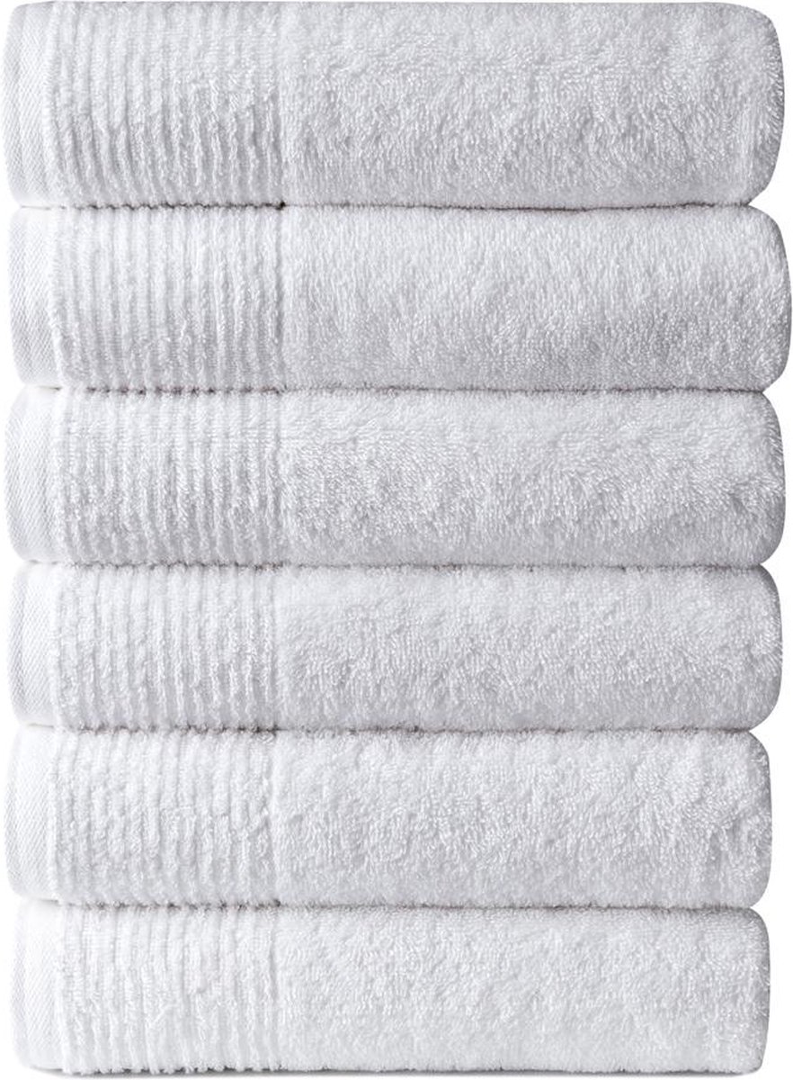 Hotel handdoeken wellness wit 450g. p/m2 50x100cm - set van 6 stuks