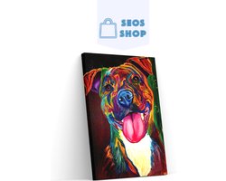 SEOS Shop ® Diamond Painting Volwassenen - Diamond Painting Kinderen - Diamond Painting Pakket Volledig - Gekleurde Stafford Hond - 25x30 cm