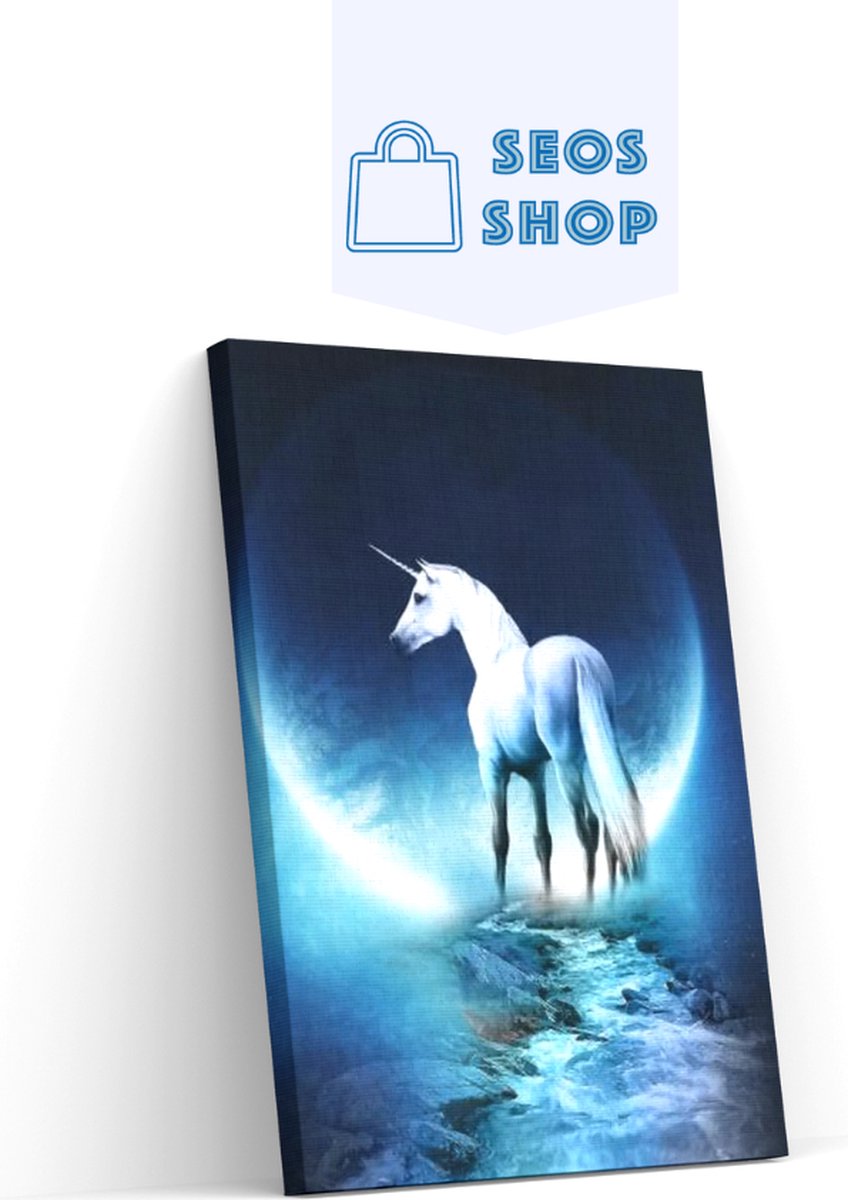 Diamond Painting Pakket Unicorn with the Moon - Volledig - Diamond Paintings - 25x30 cm - Vierkant -SEOS Shop ®