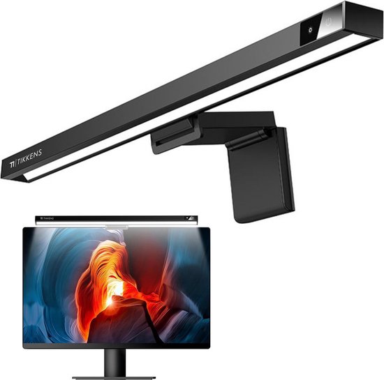 TIKKENS® LED Monitor Lamp - Dimbaar - Bureaulamp led - Beeldscherm Verlichting - Monitor Light - Beeldscherm lamp USB - 3 Kleurenmodi Kleurtemperatuur