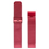 Milanese Mesh Grof Geweven Horlogebandje Roestvrij Staal + opening tool - Bordeaux Rood 22mm