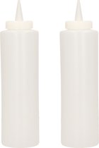 Flacons à sauce - flacons doseurs - flacons souples - flacons vaporisateurs - 2 pièces - 1 litre - blanc