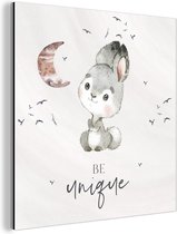 Décoration murale Métal - Peinture Aluminium Industriel - Citations - Enfants - Soyez unique - Garçons - Filles - Aquarelle - 90x90 cm - Dibond - Photo sur aluminium - Décoration murale industrielle - Pour le salon/chambre