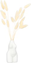 QUVIO Vaas - Lichaam - Vrouw - Vaasje - Bloemenvaas - Vaasjes - Vazen - Voor echte bloemen - Voor droogbloemen - Woondecoratie - Voor binnen - Keramiek - Wit - 6 x 6 x 13 cm