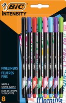 BIC Intensity Viltstiften - Verschillende Kleuren - Pak van 8 stuks - met Dunne Punt 0,8 mm
