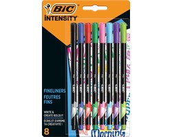 BIC Intensity - Fineliner - Pennen voor Kinderen en Volwassenen - Dunne Punt 0,8 mm - Diverse Kleuren Fijnschrijvers - 8 stuks
