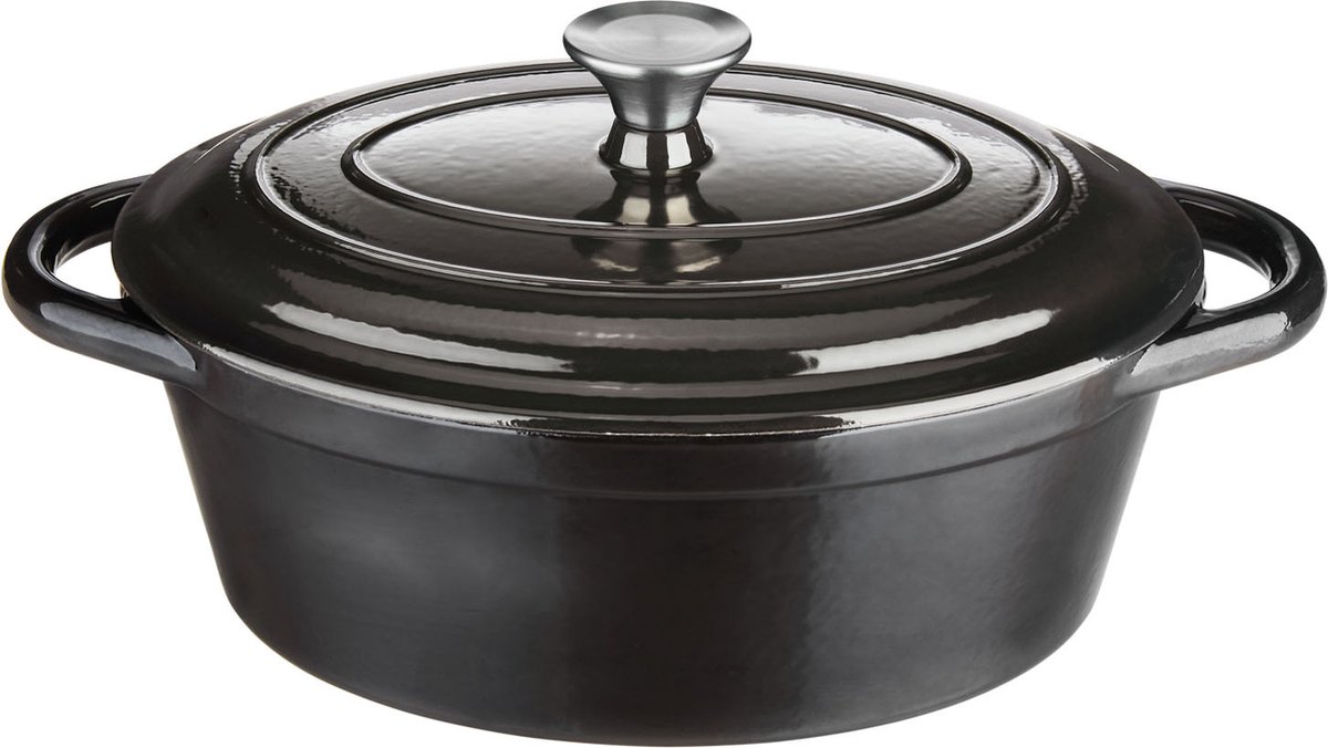 Livarno Home Gietijzeren braadpan zwart - 4L - Geëmailleerd gietijzer
