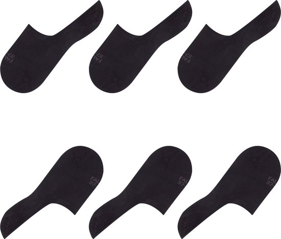 FALKE Step 3-Pack onzichtbare antislip kousenvoetjes duurzaam katoen multipack footies dames zwart - Maat 41-42 - FALKE