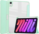 Tablet hoes geschikt voor Apple iPad Mini 6 (2021) - Trifold case met Auto/Wake functie en Magneetsluiting - Mint Groen