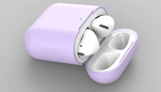 Foto: Paars lila hoesje apple airpods 1 2 siliconen hoesje beschermhoesje soft case cover