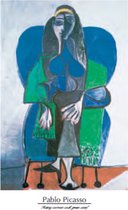 Pablo Picasso - Sitting Woman with Green Scarf - Kunstposter - 40x50 cm