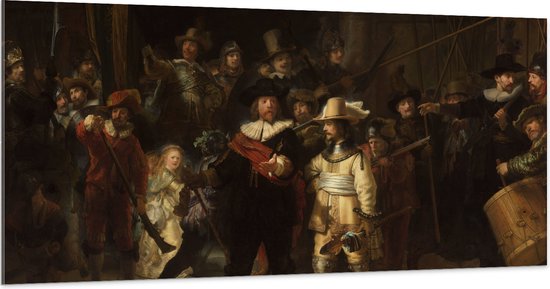 Acrylglas - De Nachtwacht, Rembrandt van Rijn, 1642 - Oude Meesters - 200x100 cm Foto op Acrylglas (Met Ophangsysteem)