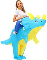 Costume de dinosaure Opblaasbaar tricératops costume bleu
