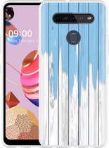 LG K51S Hoesje Dripping blue paint - Designed by Cazy