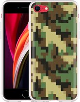 iPhone SE 2020 Hoesje Pixel Camouflage Green - Designed by Cazy