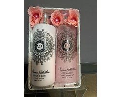 geschenk set vrouwen verjaardag - moeder dag - leuk kado - kerst - body lotion rozen - lotus - bath en douche gel