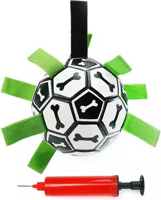 Voetbal Honden Speelgoed - Ø 15 cm - Hondenbal - Zwart Wit - incl Pomp