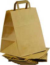 250 sacs en papier 22 + 10 x 28 cm | sacs en papier avec poignées | sac cadeau sacs en papier kraft | sac en papier sac de transport sacs en papier (22 + 10 x 28 cm – 250 pièces, marron)