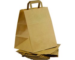 250 papieren draagtassen 22 + 10 x 28 cm | papieren tassen met hengsels | cadeauzakje kraft papieren zakjes | papieren zak draagtas papieren zakken (22 + 10 x 28 cm – 250 stuks, bruin)