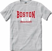 Boston 1982| Boston - Vintage - Retro - T-Shirt - Unisex - Donker Grijs - Gemêleerd - Maat L