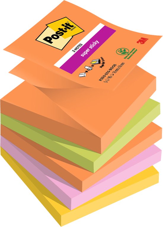 3m R330 12 Memoblok 3M Post-it Z-Notes R330 Super Sticky 76X76mm BOOS | 12 stuks | bol